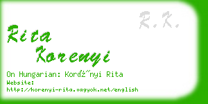 rita korenyi business card